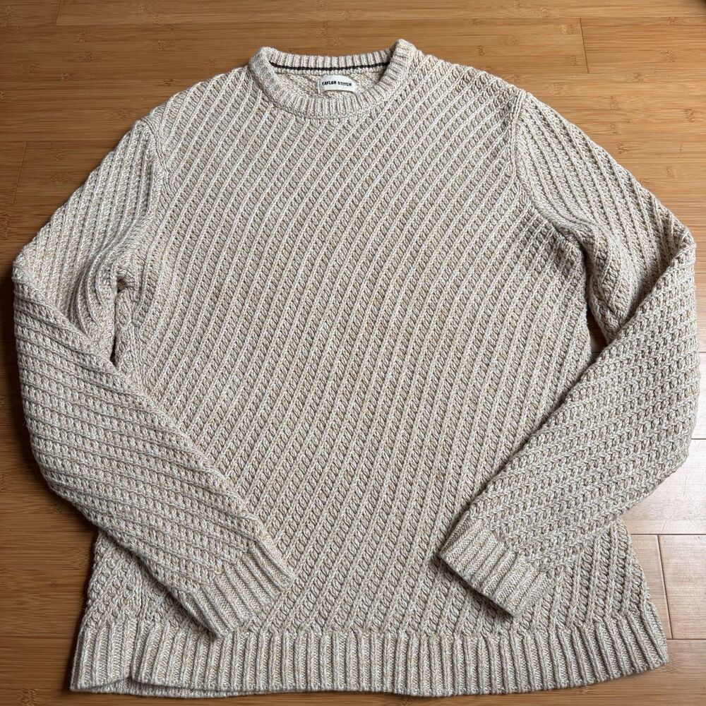Taylor Stitch The Sea Oat Fisherman Sweater Mens 44 XL Organic Cotton Linen